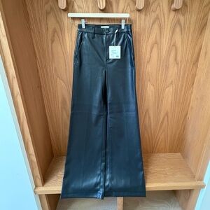 Pistola “Lana” Black Faux Leather Wide-Leg Pants